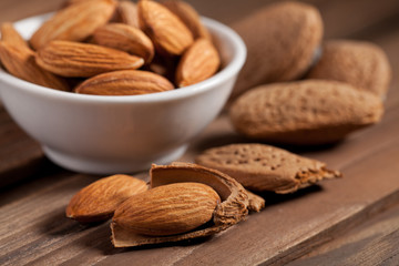 almonds isolated on the white background