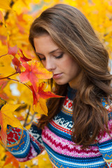 sad teen girl in autumn