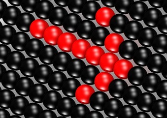 Red arrow formed by red sphere