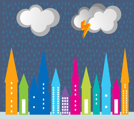 Thunderstorm on the village