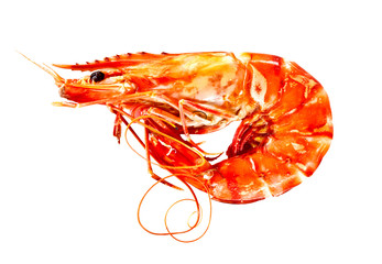 isolated steamed prawn with Thai spicy seafood sauce