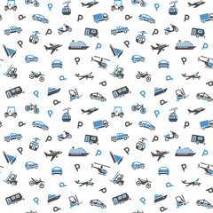Seamless backdrop, transport icons, wallpaper