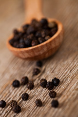 black pepper in wooden