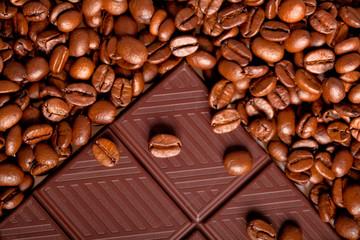 Chocolate with Coffee beans, texture background