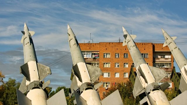 clouds over S-125 surface-to-air missile system, timelapse