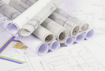 Architectural plans of the old paper ,tracing paper