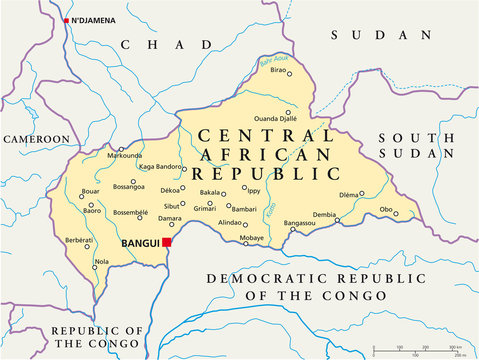 Central African Republic map (Zentralafrik. Rep. Karte)