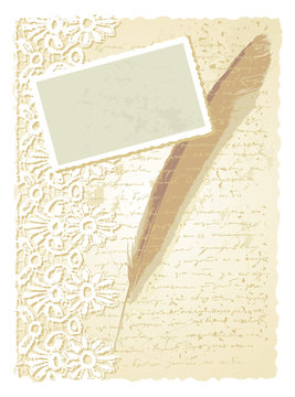 romantic card with feather