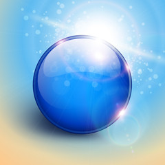 Vector blue shiny sphere background.