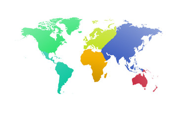 Fototapeta na wymiar Mapa świata z każdego kontynentu, świata