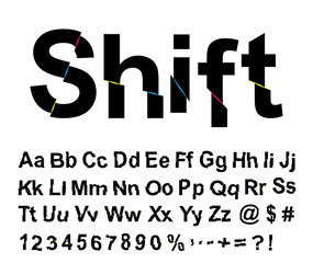 Abstract shift font. Vector illustration.