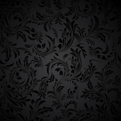 Black Seamless floral Pattern