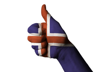 iceland national flag thumb up gesture for excellence and achiev