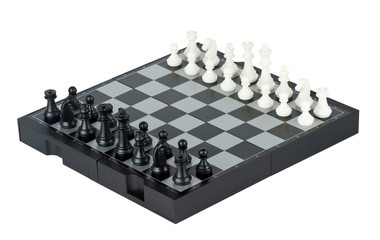 Chess board with chess pieces