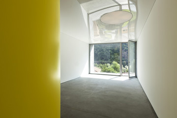 empty interior, room, yellow wall
