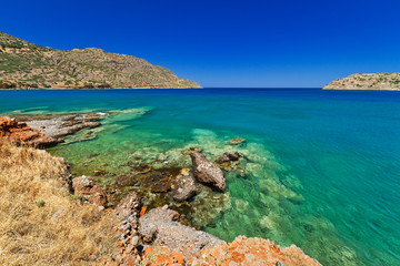Mirabello bay with Spinalonga island on Crete, Greece
