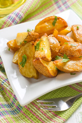 Rustic oven baked potatoes with parsley