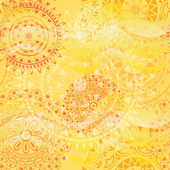 Beautiful texture with mandalas in warm colors