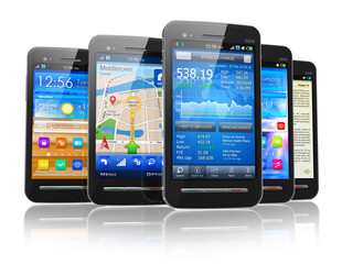 Set of touchscreen smartphones