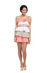 Full length portrait of pretty woman, isolated on white