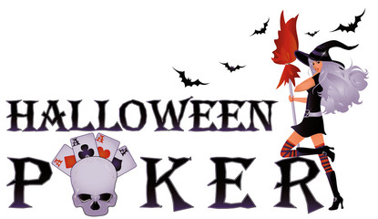 Halloween poker banner with skull