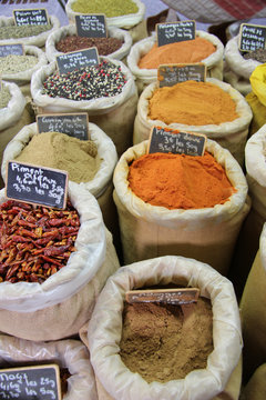 Herbs And Spices At A French Market