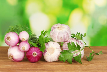 young garlic and onion