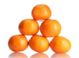 ripe tangerines isolated on white