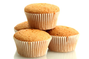tasty muffin cakes, isolated on white