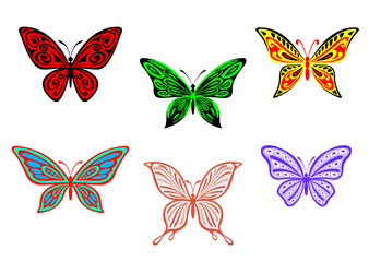 Naklejka na ściany i meble Zestaw kolorowych motyli
