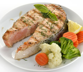 Slice Of Salmon And Vegetables