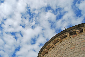 Fototapeta na wymiar Detalle de la iglesia de Lunac. Francia