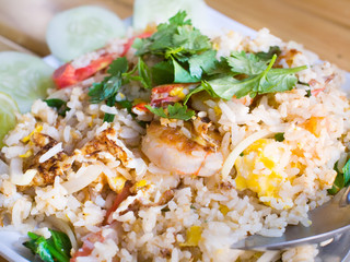 Thai fried rice with shrimps