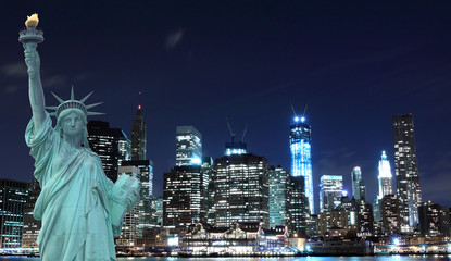 Manhattan Skyline and The Statue of Liberty