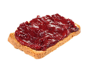 Plum Jam Toast Isolated on White Background