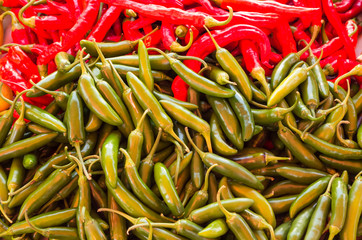 Red and green hot peppers
