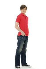 young casual man full body in a white