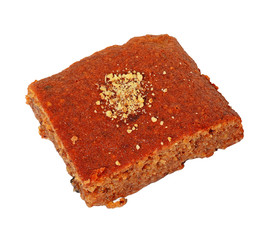 pecan pie with grated walnuts and syrup