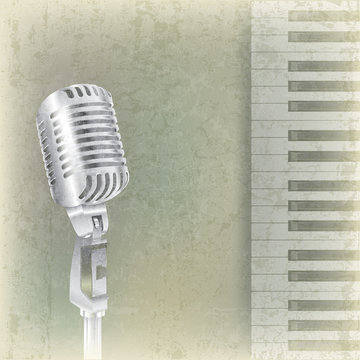 abstract music background with retro microphone