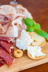 Italian food on chopping board