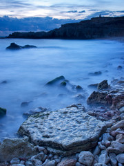 Seascape during bright sundown
