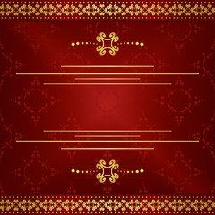 bright dark red elegant card with gold decorations - eps 10