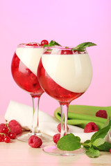 fruit jelly with berries in glasses
