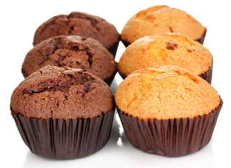 Fresh muffins isolated on white