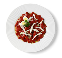 red peppers salad isolated