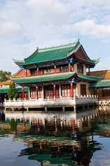 Naklejka premium historic building by the lake,kunming,yunnan ,china