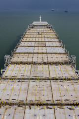 Empty deck of the container ship