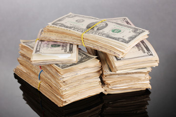 Stacks of dollars on black background