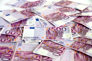 Obraz na płótnie Canvas Bukiet 500 banknotów euro (bałagan)