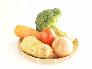 Vegetables in bamboo basket